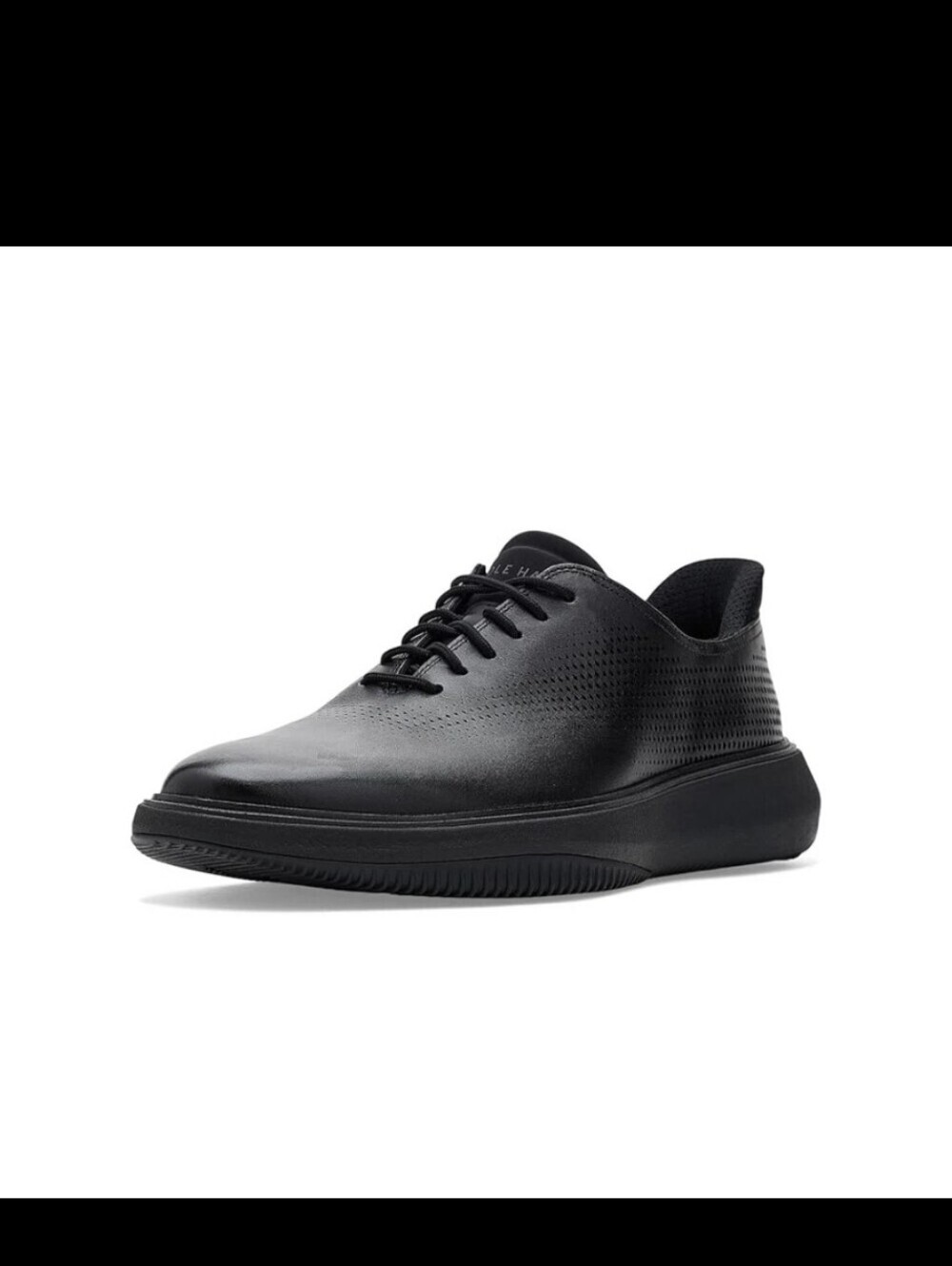 Cole Haan Men's Grand Phaze Laser Quick-On Leather Oxford - Black/Black - Picture 7 of 9